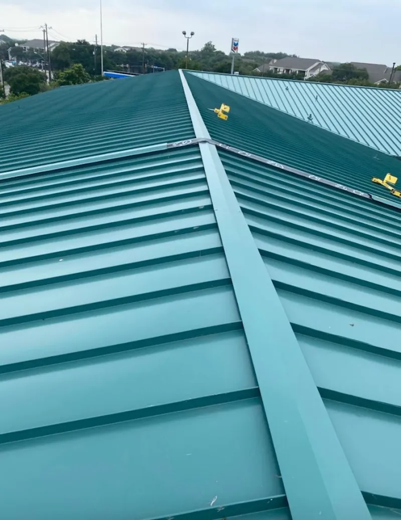 Green commercial metal roof ridge and valley for Metal Roof Repair in Mamaroneck